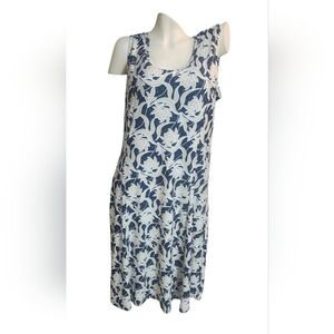 Fioril Sleeveless Blue and Cream Dress